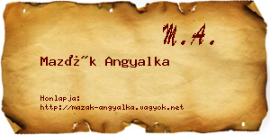 Mazák Angyalka névjegykártya